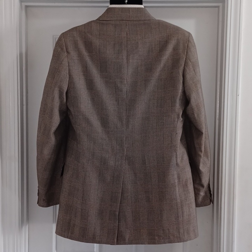 vintage Classic Tailored Fit Men's Brown Checkered Blazer - Picture 4 of 9